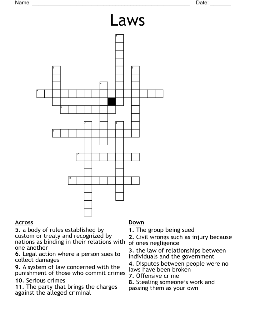 Laws Crossword