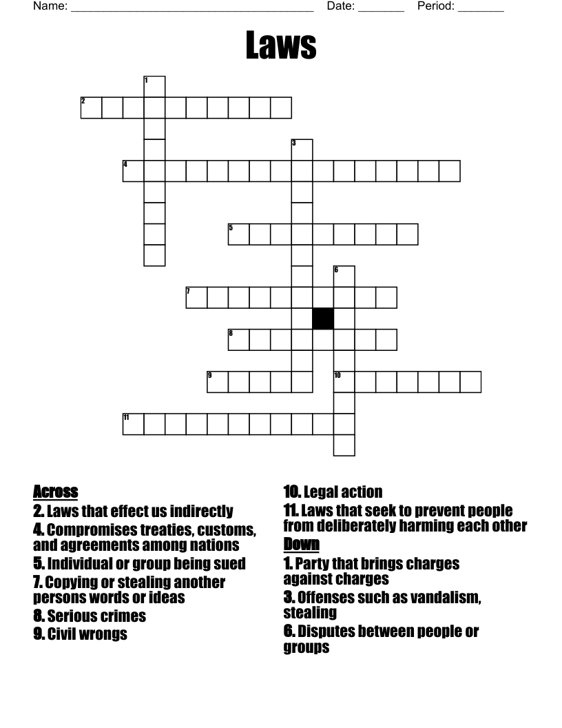 Laws  Crossword