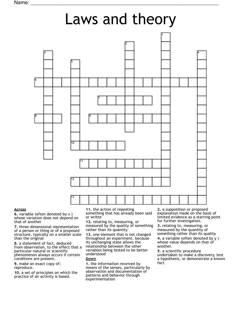 Laws and theory Crossword