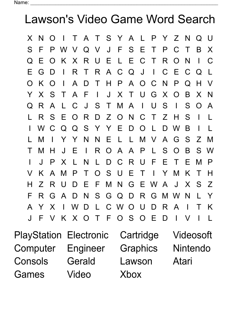 Lawson's Video Game Word Search