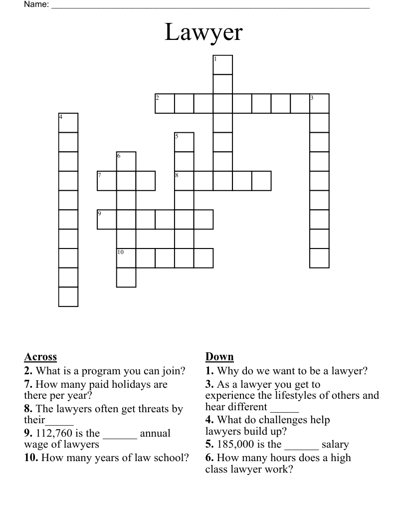 Lawyer Crossword