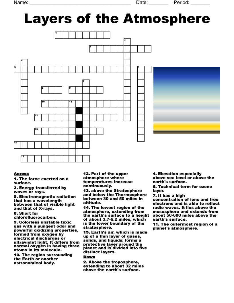 Layers of the Atmosphere Crossword