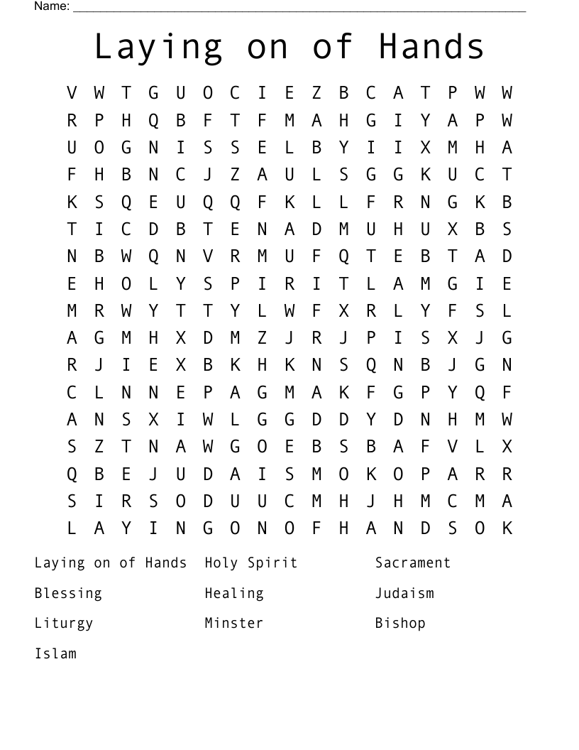 Laying on of Hands Word Search