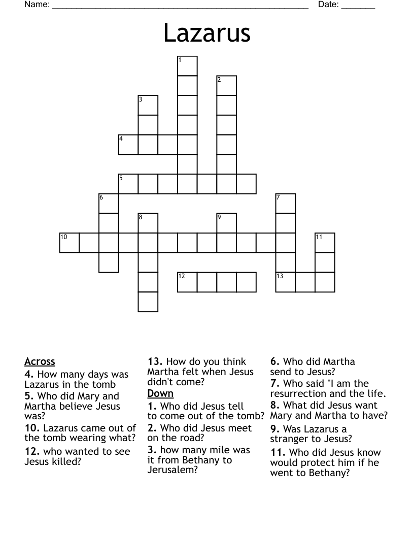 Lazarus Crossword
