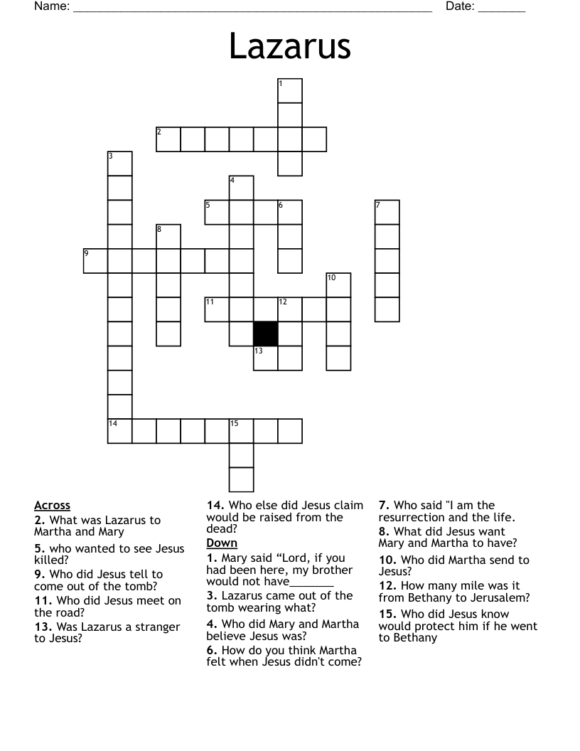 Lazarus Crossword