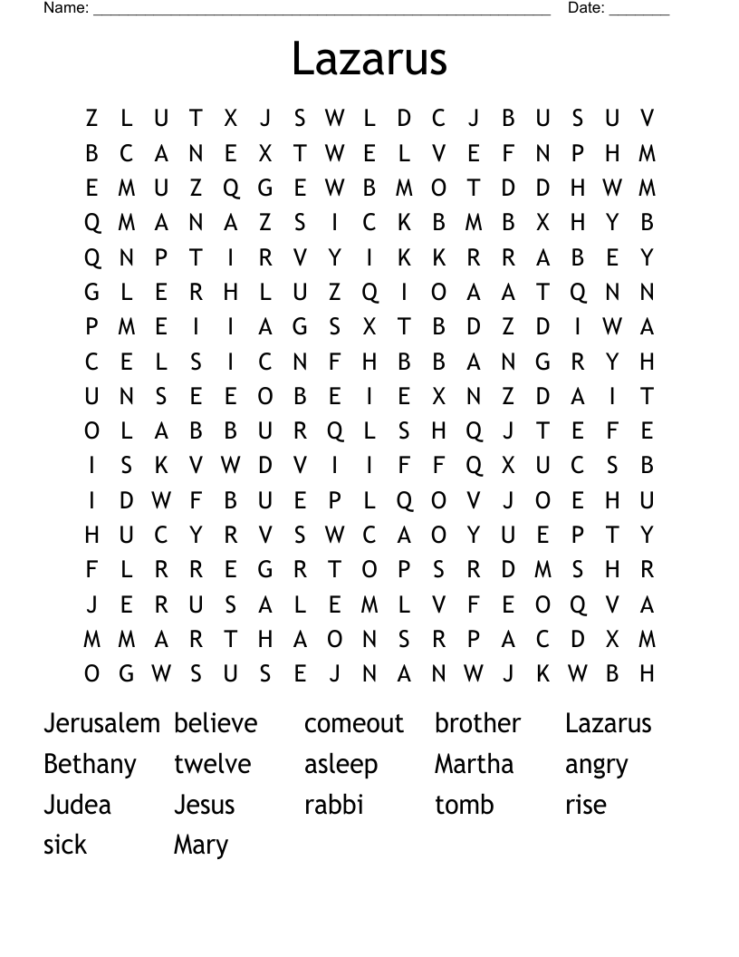 Lazarus Word Search