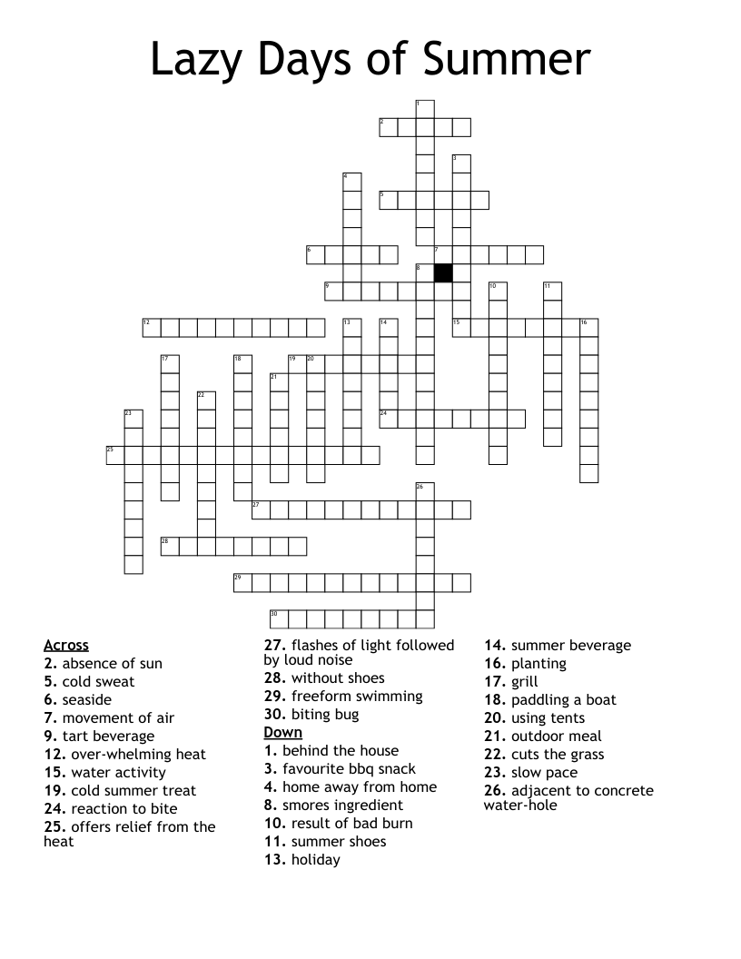 Lazy Days of Summer Crossword