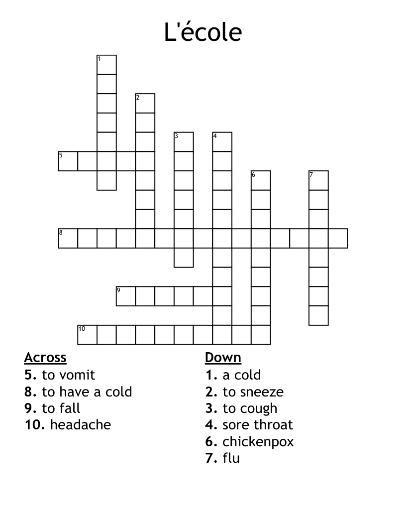 L'école Crossword