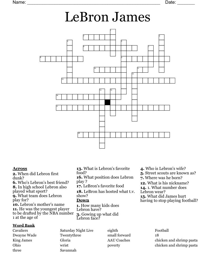 LeBron James Crossword