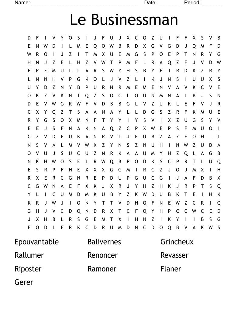 Le Businessman Word Search