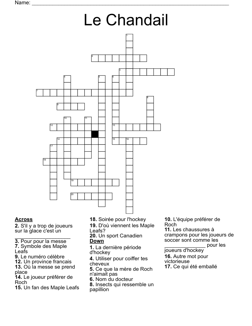 Le Chandail Crossword