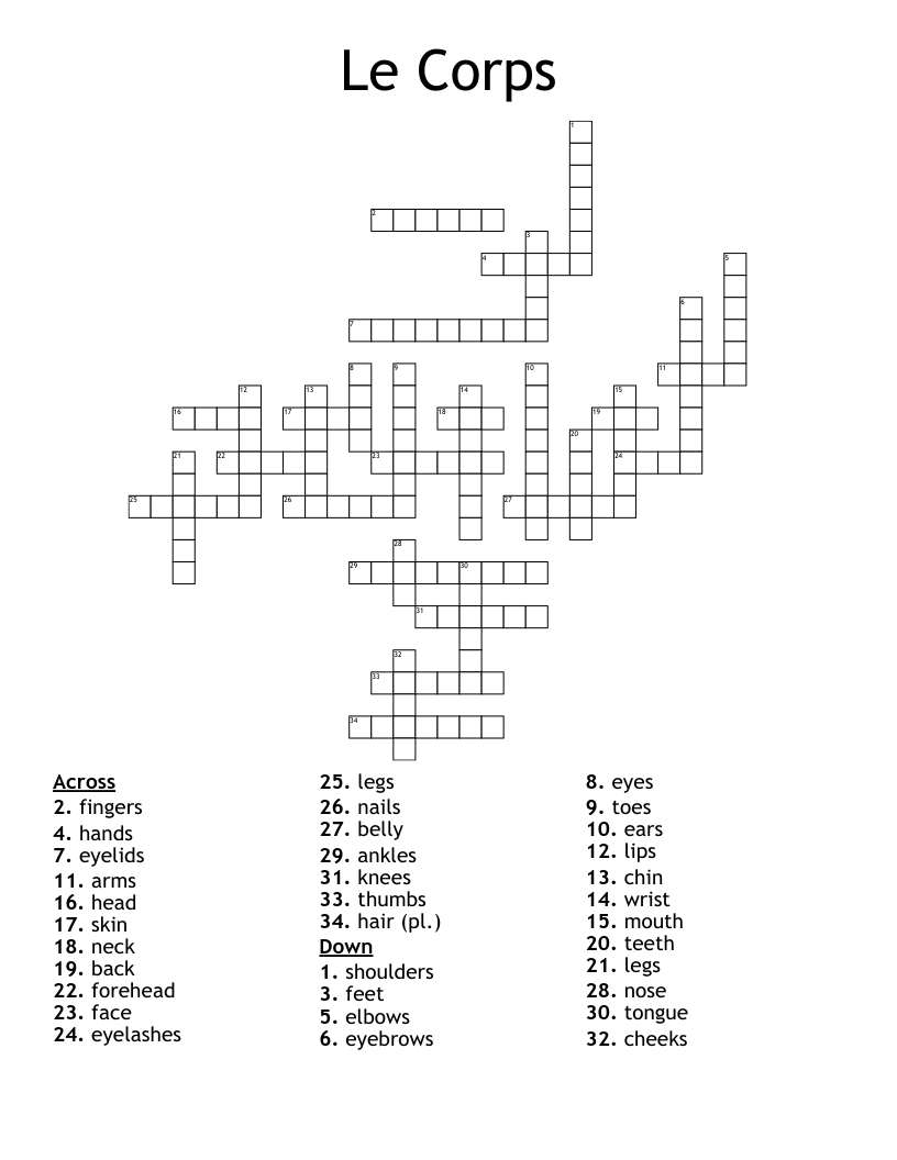 Le Corps Crossword