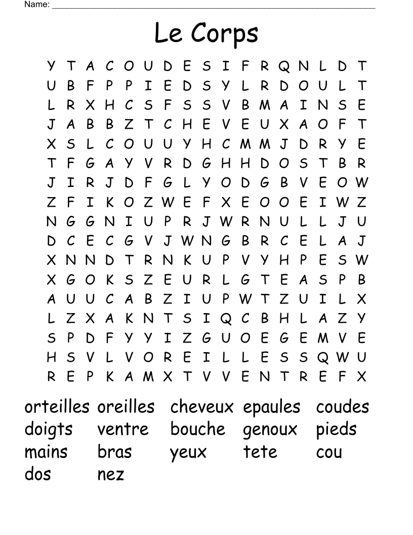 Le Corps Word Search