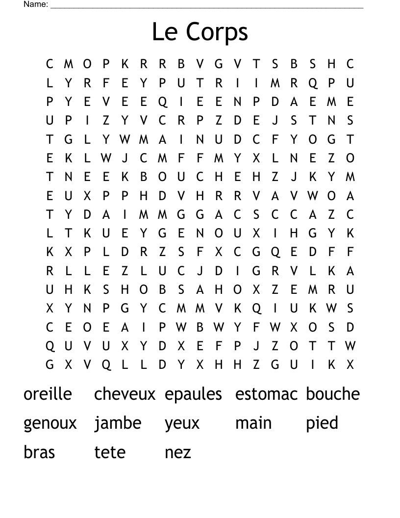 Le Corps Word Search