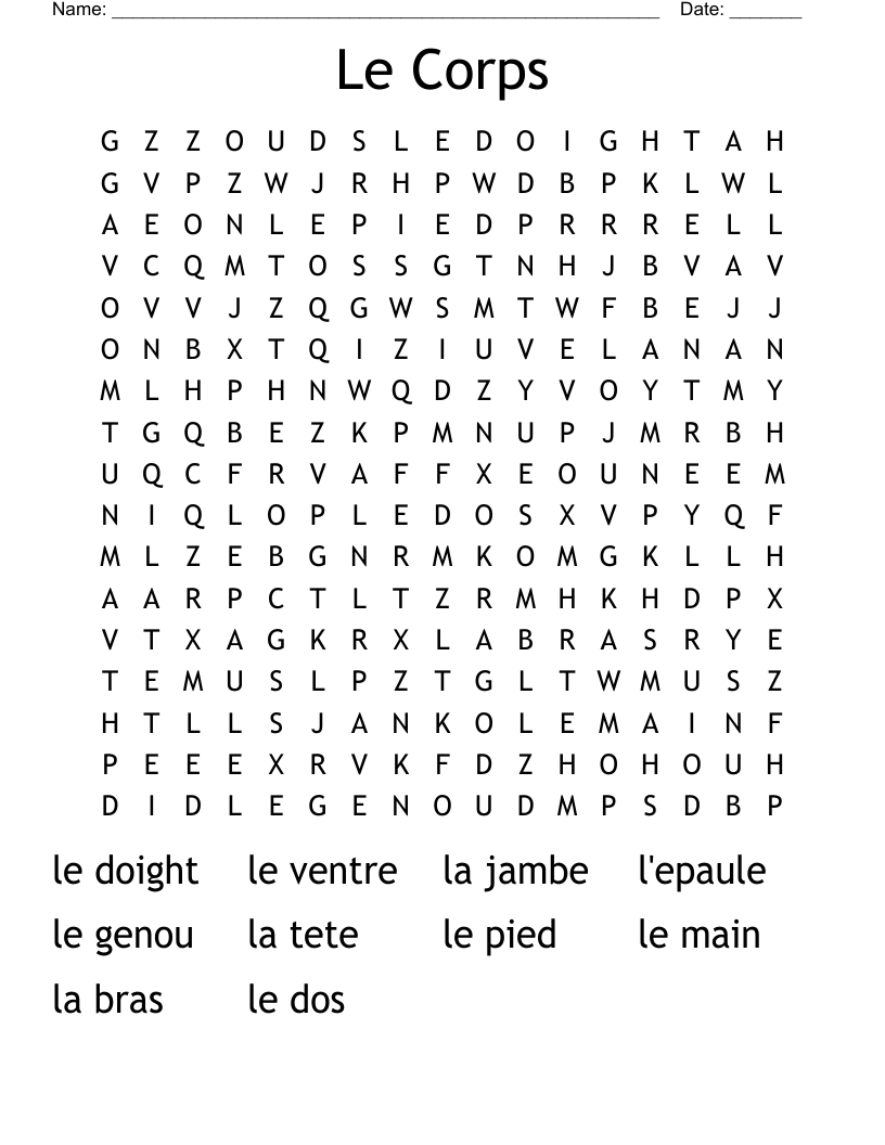 Le Corps Word Search