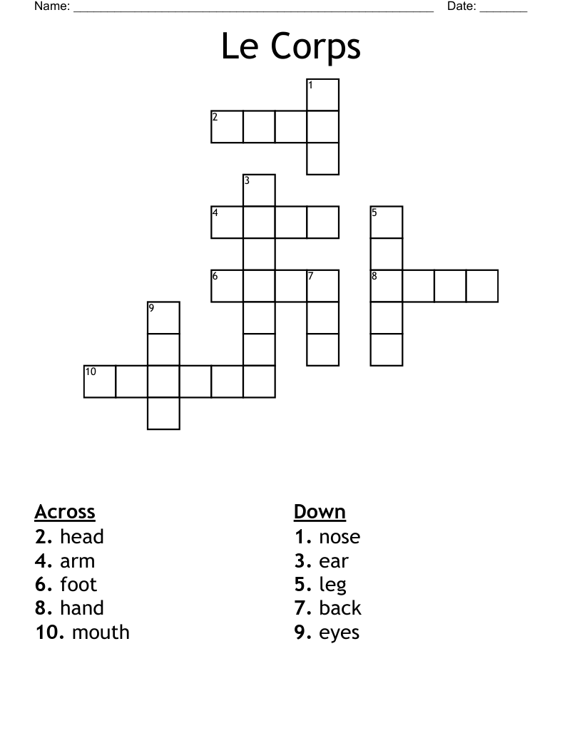 Le Corps Crossword