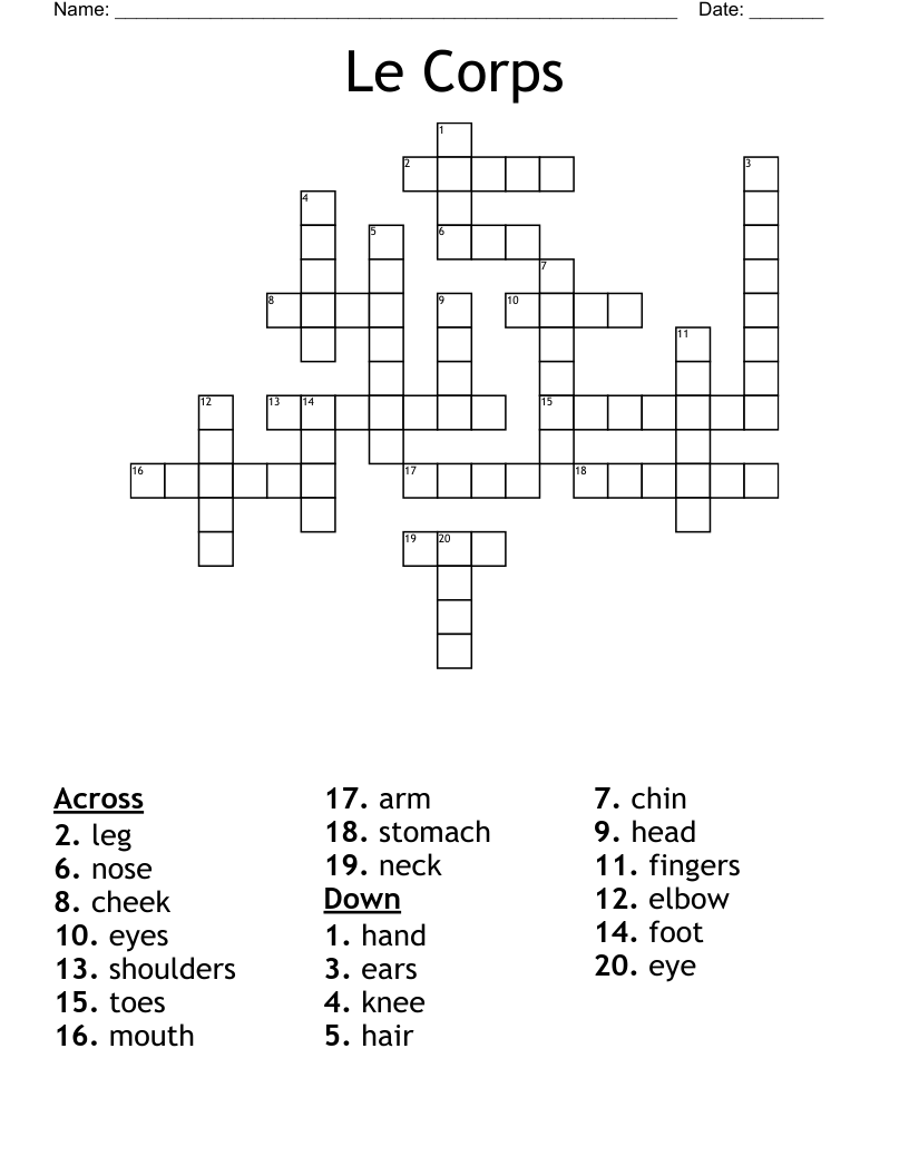 Le Corps Crossword