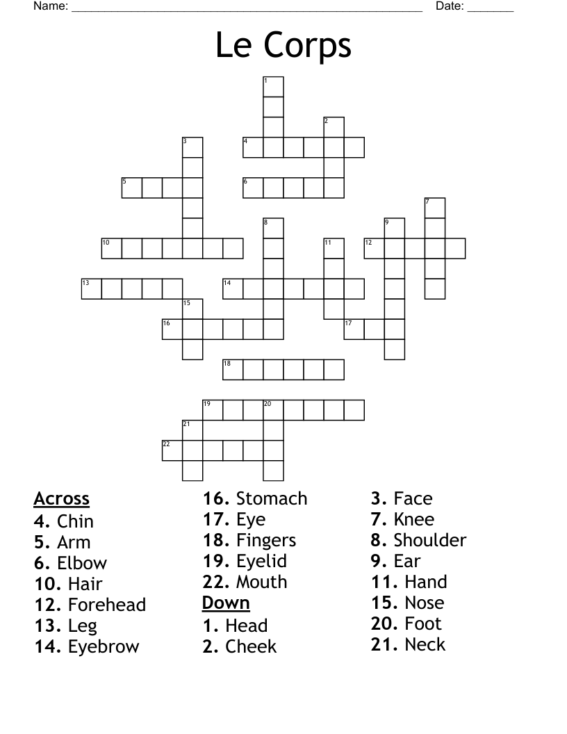 Le Corps Crossword