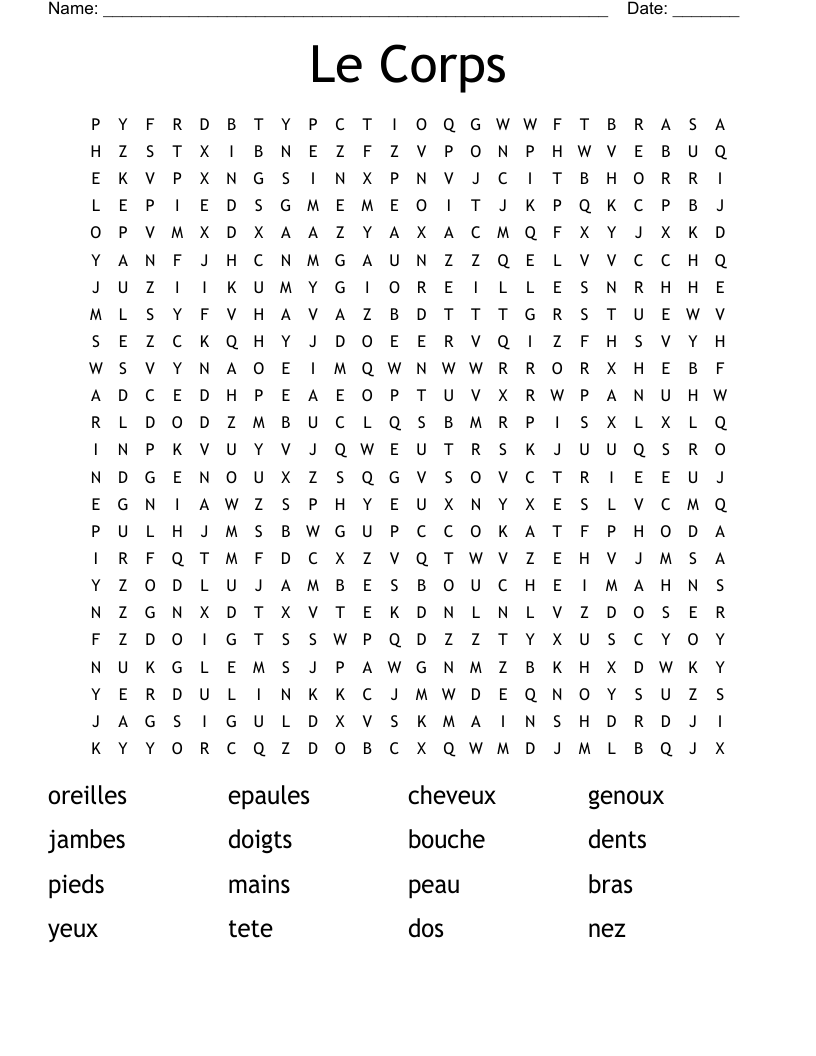Le Corps Word Search