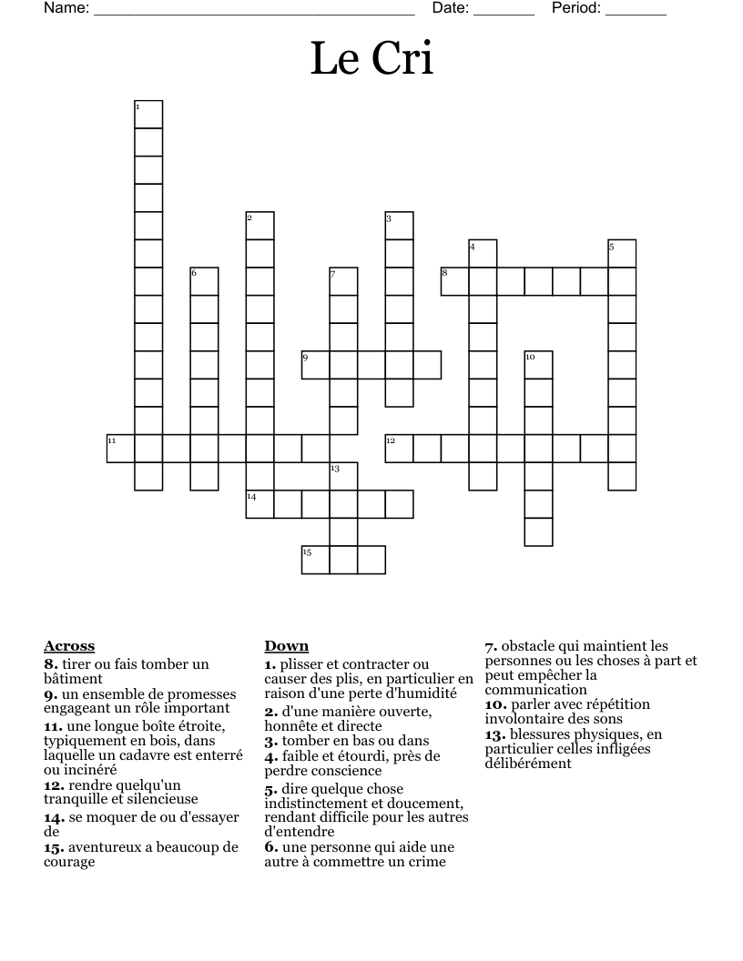 Le Cri Crossword
