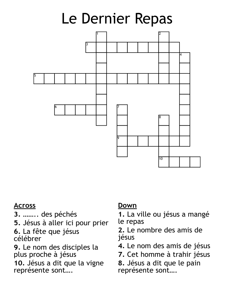 Le Dernier Repas Crossword