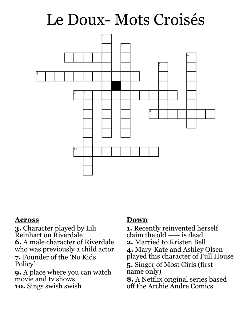 Le Doux- Mots Croisés Crossword