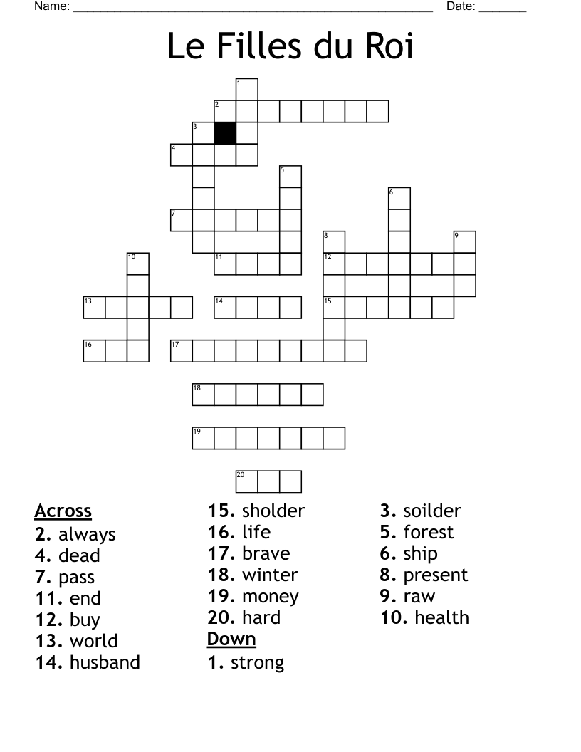 Le Filles du Roi Crossword