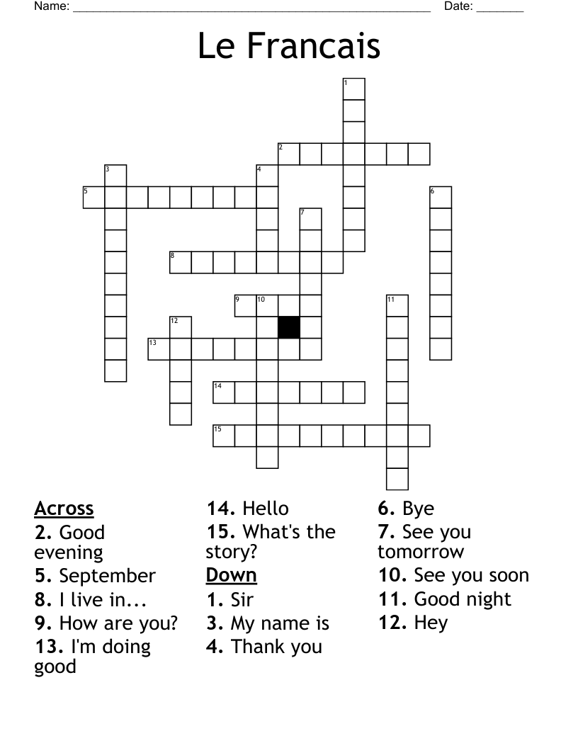 Le Francais Crossword
