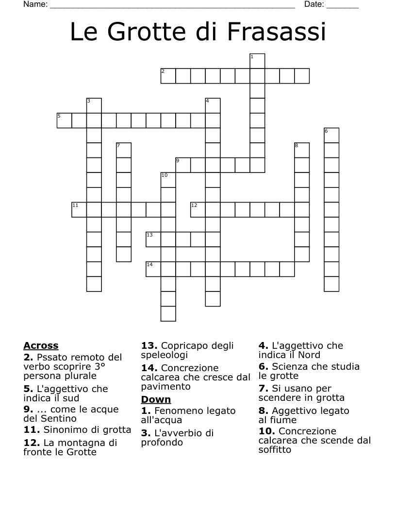 Le Grotte di Frasassi Crossword