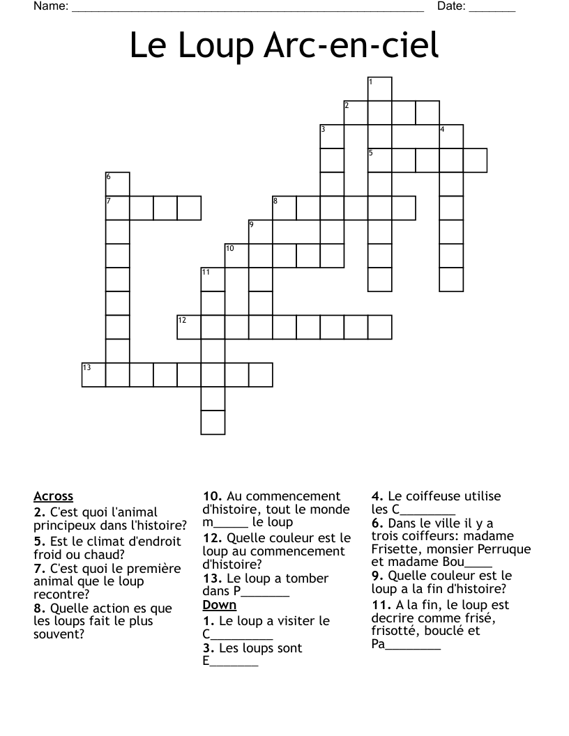 Le Loup Arc-en-ciel Crossword