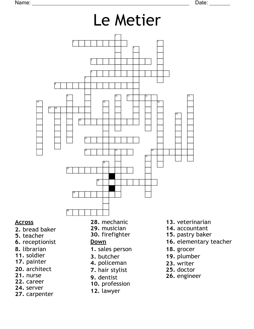 Le Metier  Crossword