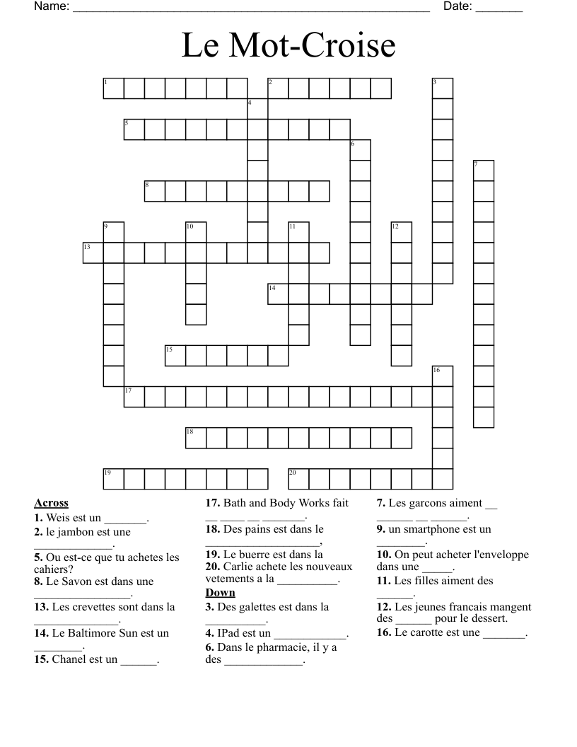 Le Mot-Croise Crossword