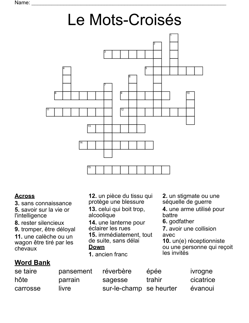 Le Mots-Croisés Crossword
