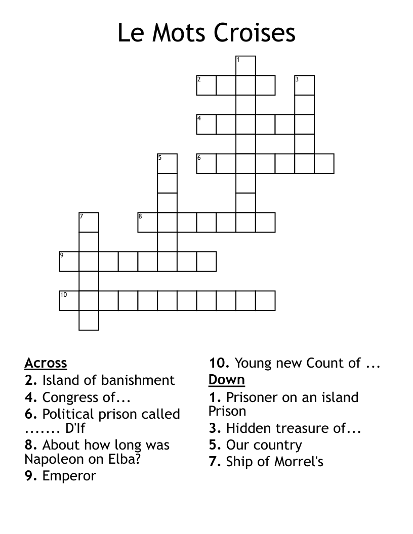 Le Mots Croises Crossword