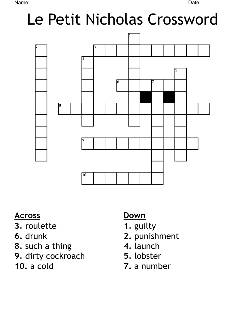 Le Petit Nicholas Crossword