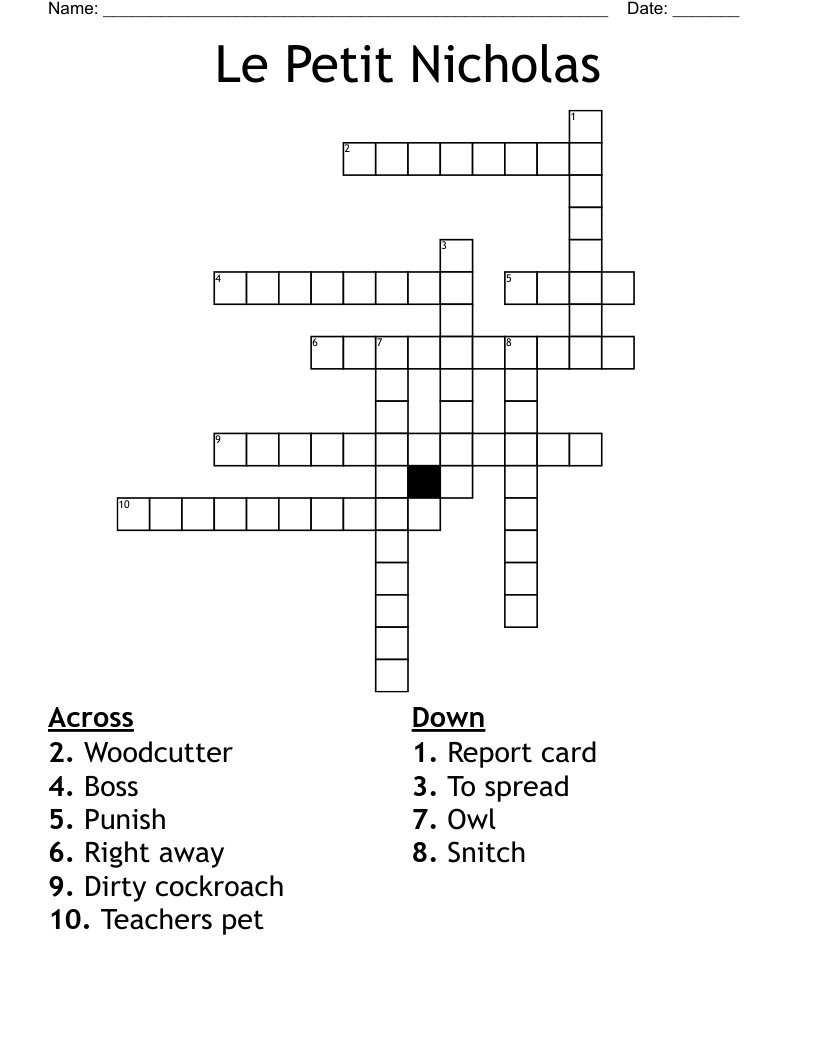 Le Petit Nicholas  Crossword