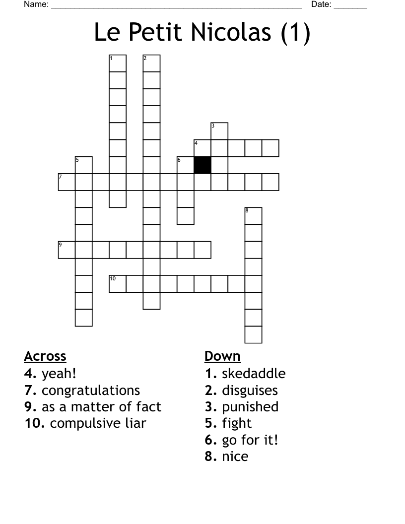 Le Petit Nicolas (1) Crossword