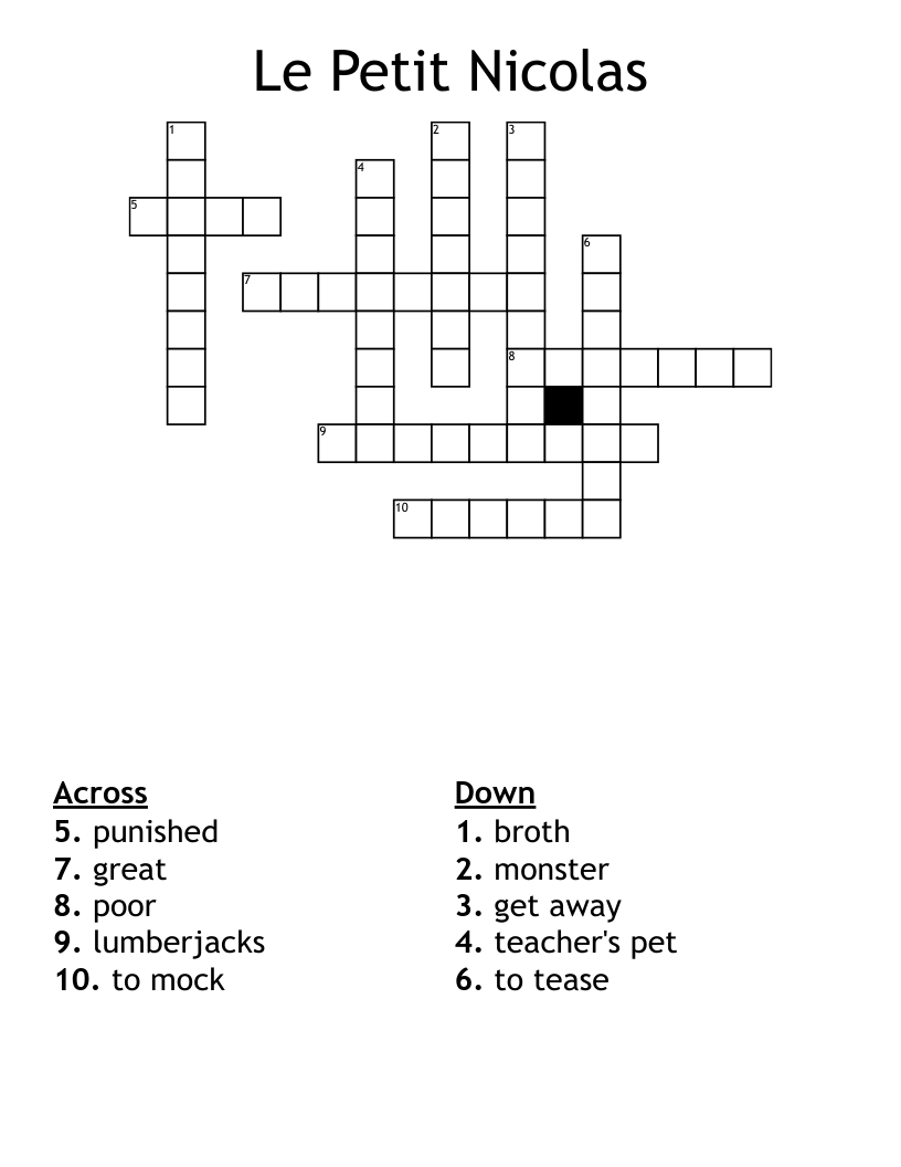 Le Petit Nicolas Crossword