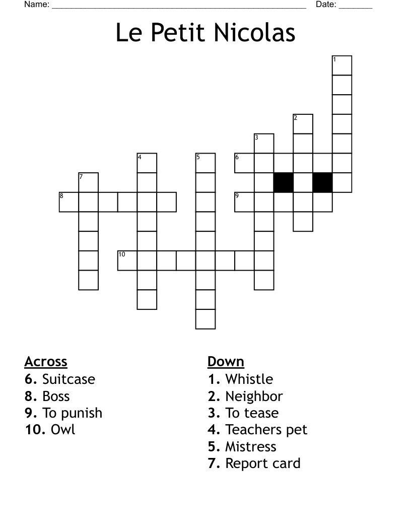 Le Petit Nicolas Crossword