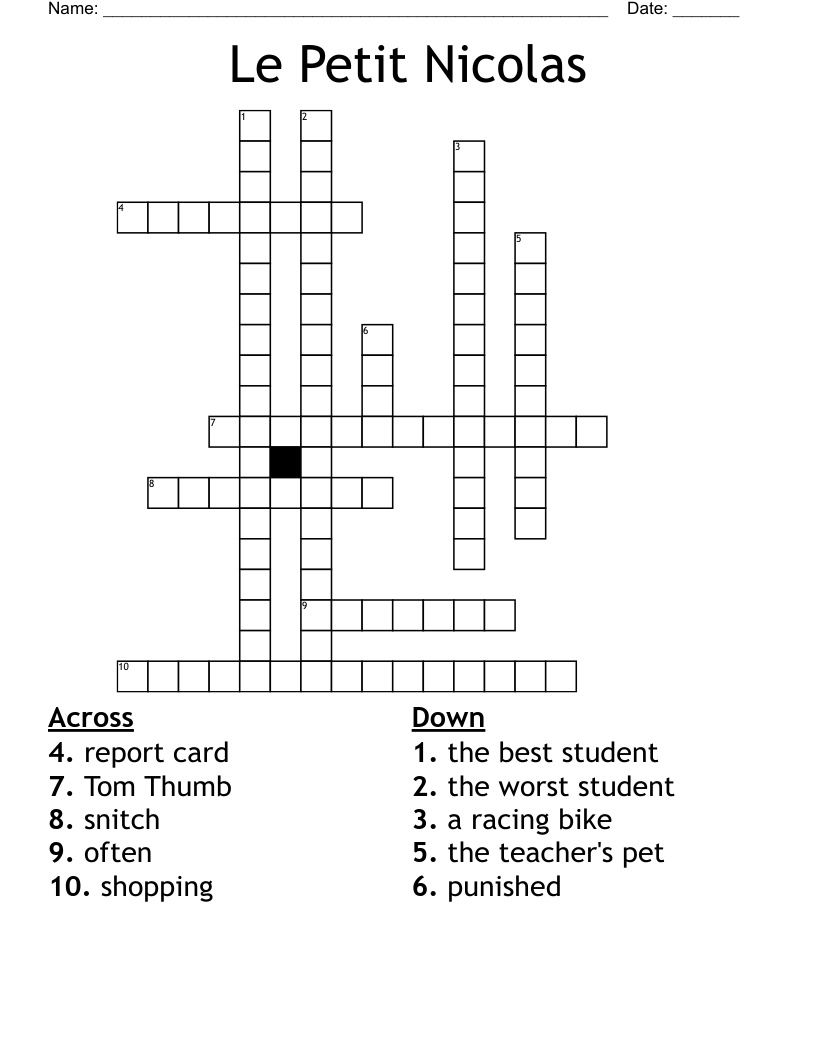 Le Petit Nicolas Crossword