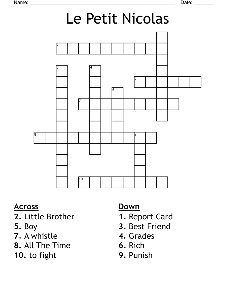 Le Petit Nicolas Crossword