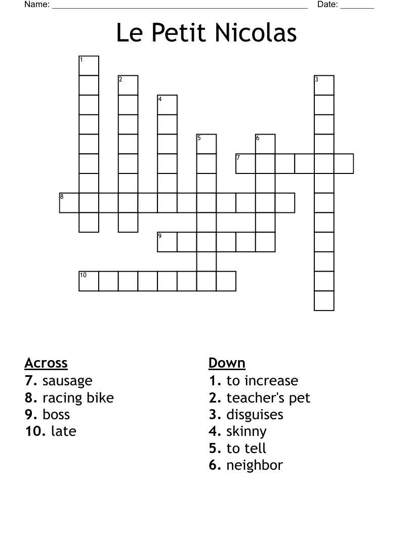 Le Petit Nicolas Crossword