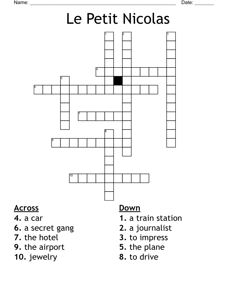 Le Petit Nicolas Crossword