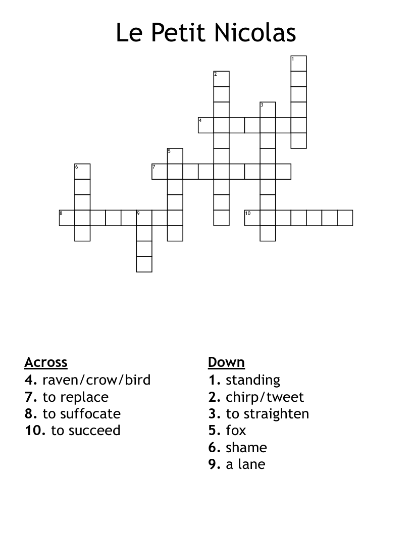 Le Petit Nicolas Crossword