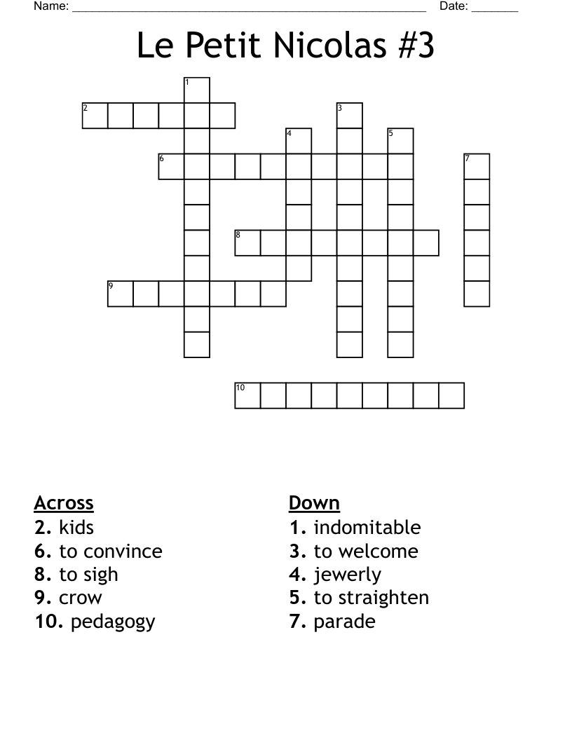 Le Petit Nicolas #3 Crossword