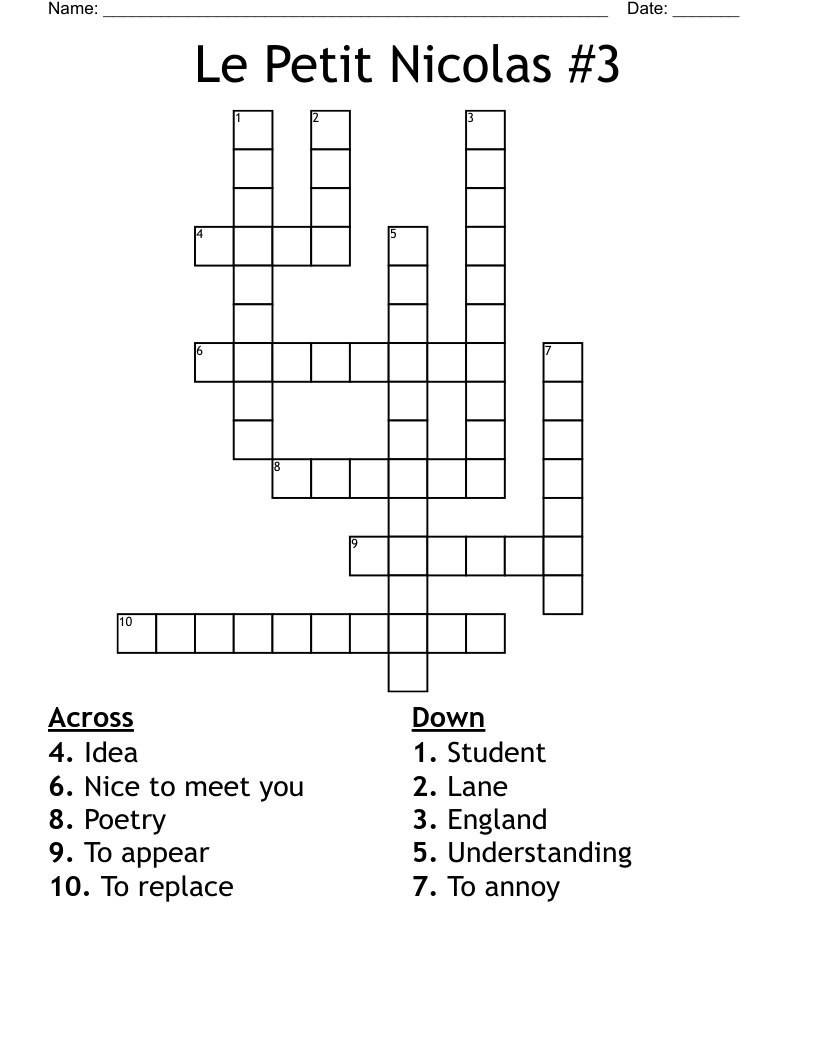 Le Petit Nicolas #3  Crossword