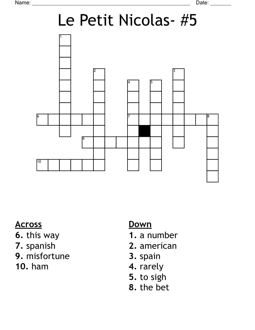 Le Petit Nicolas- #5 Crossword