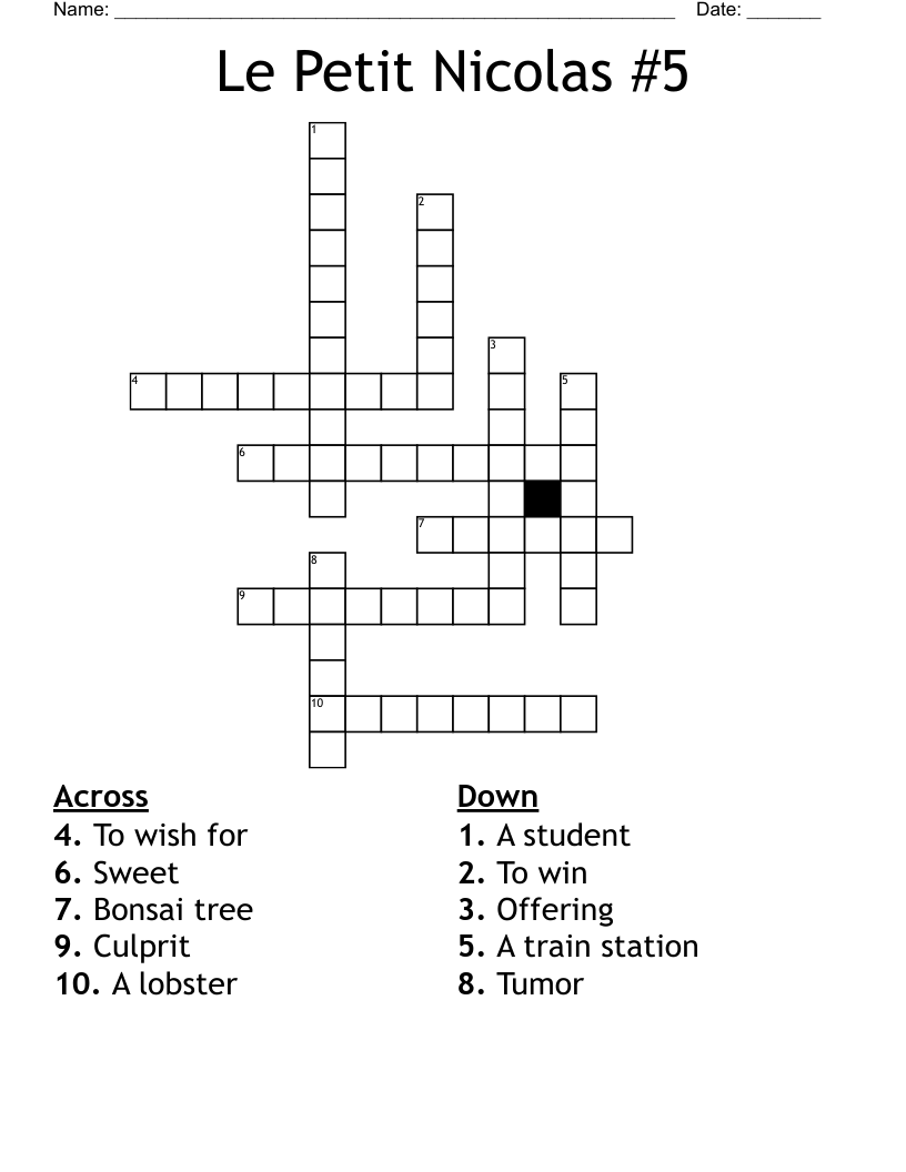 Le Petit Nicolas #5 Crossword
