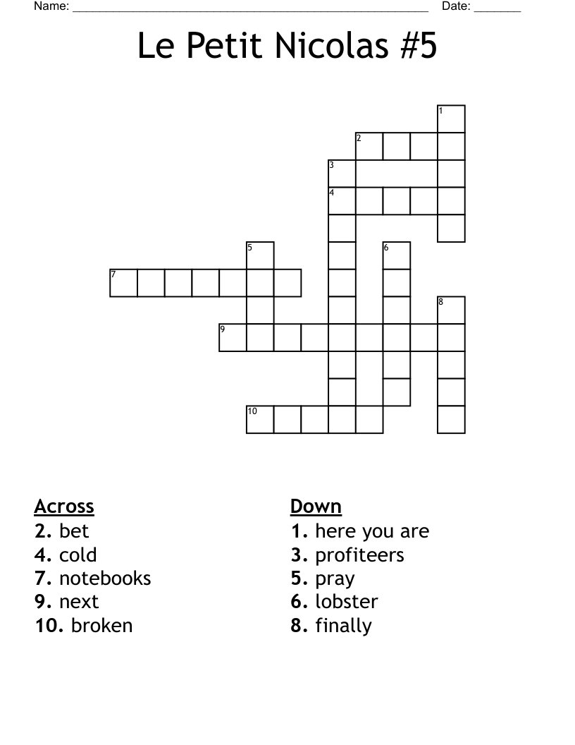 Le Petit Nicolas #5 Crossword