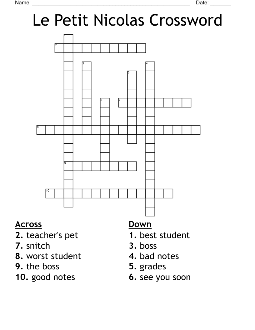 Le Petit Nicolas Crossword